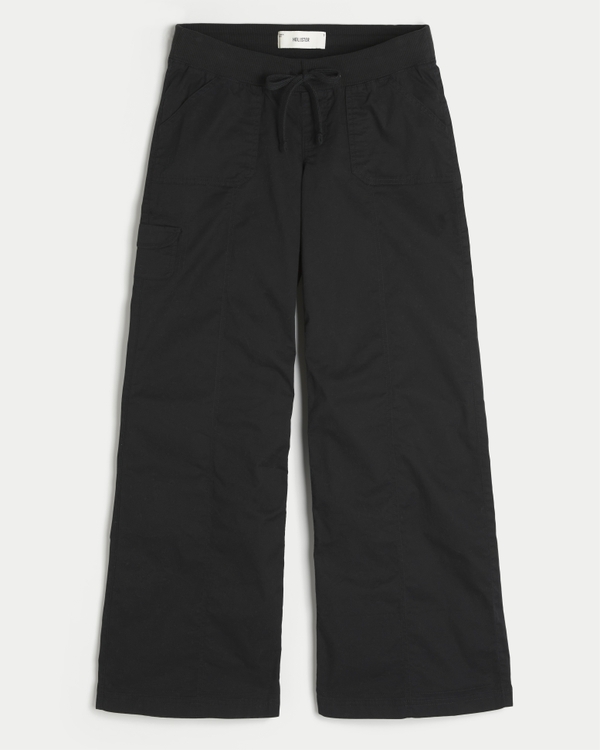 Hollister Remi Ultra Low-Rise Wide-Leg Pull-On Pants, Black view 1