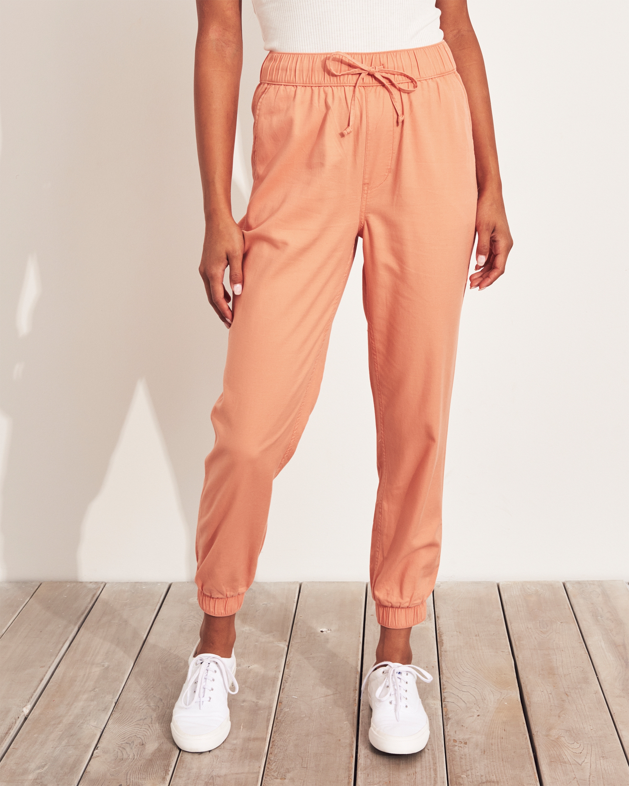 hollister high rise twill joggers