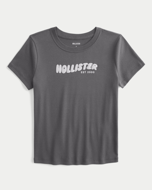 Logo Graphic Baby Tee, Charcoal Grey view 1