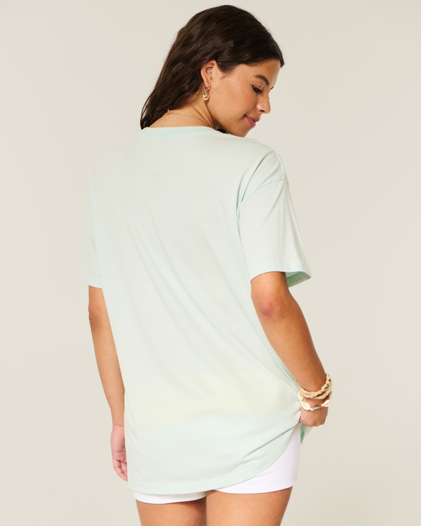Oversized Fish Graphic Tee, Ice Blue view 2