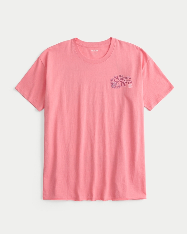 Oversized Cosmic Keys Graphic Tee, Dark Coral view 1