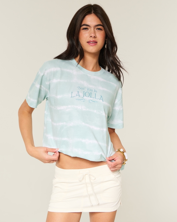 Oversized Dye Effect La Jolla Graphic Tee, Icy Blue Dye Effect view 1