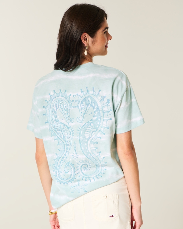 Oversized Dye Effect La Jolla Graphic Tee, Icy Blue Dye Effect view 2