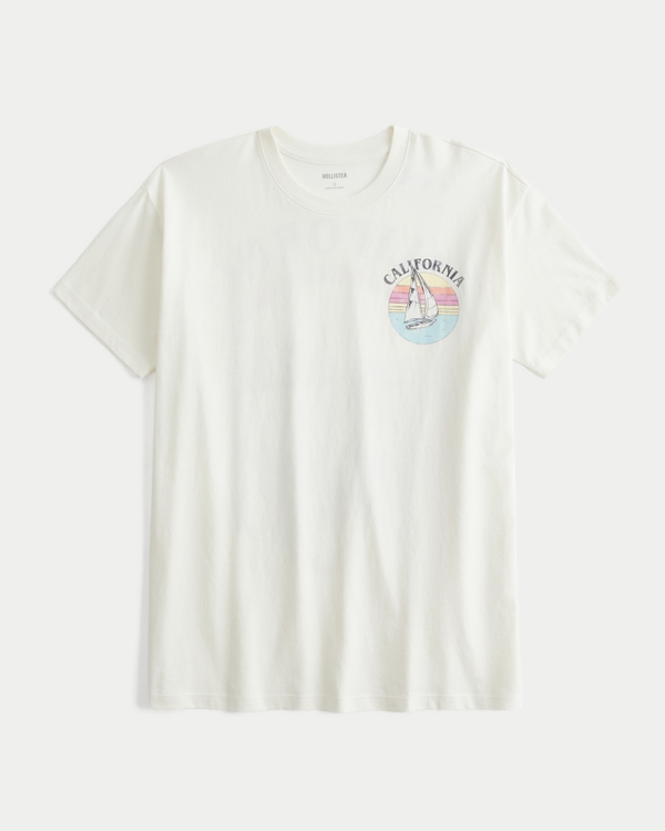 Oversized California Sailing Club Graphic Tee, Off White view 1