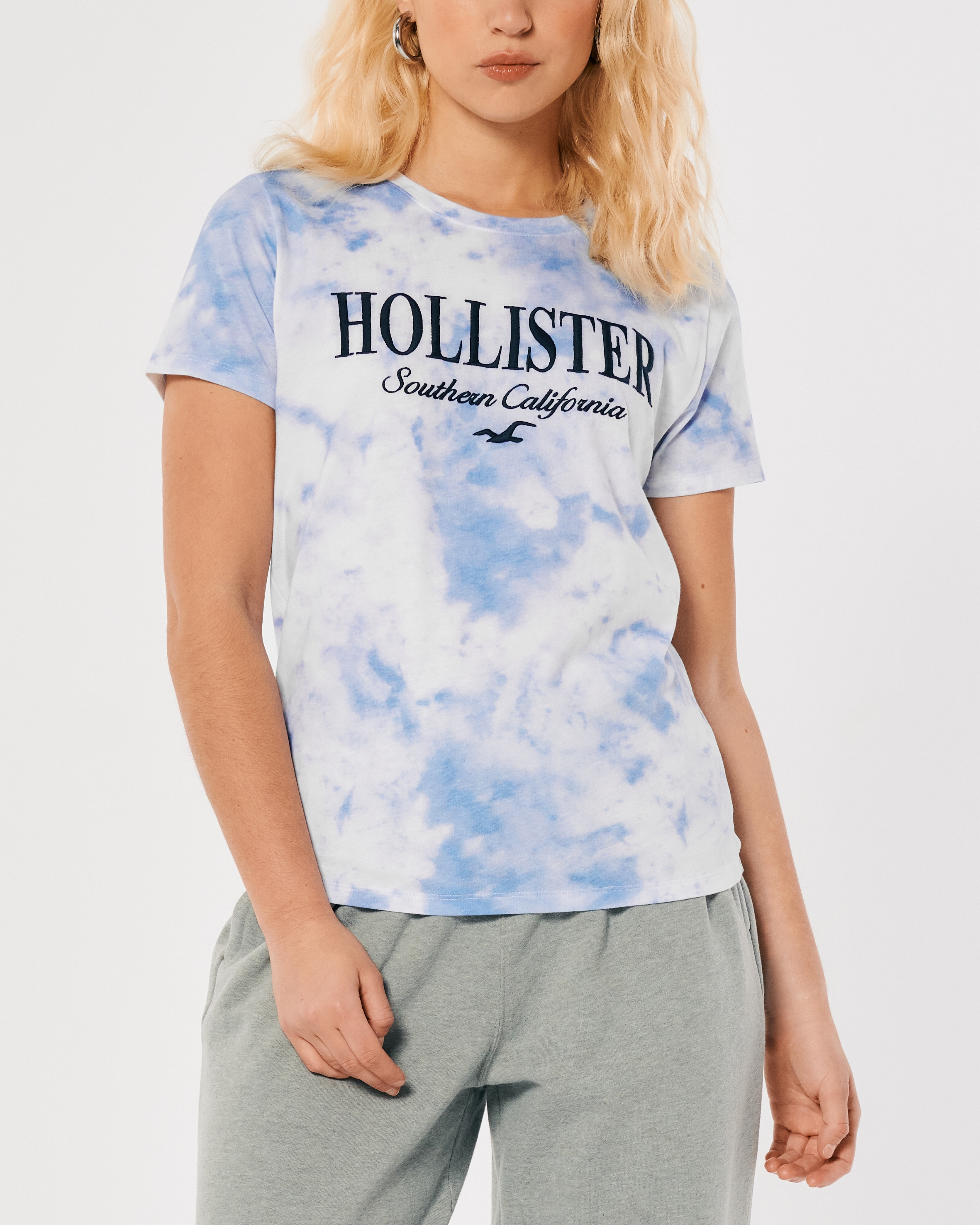 Hollister Women's Embroidered Logo Graphic Tee Red Size X-Small