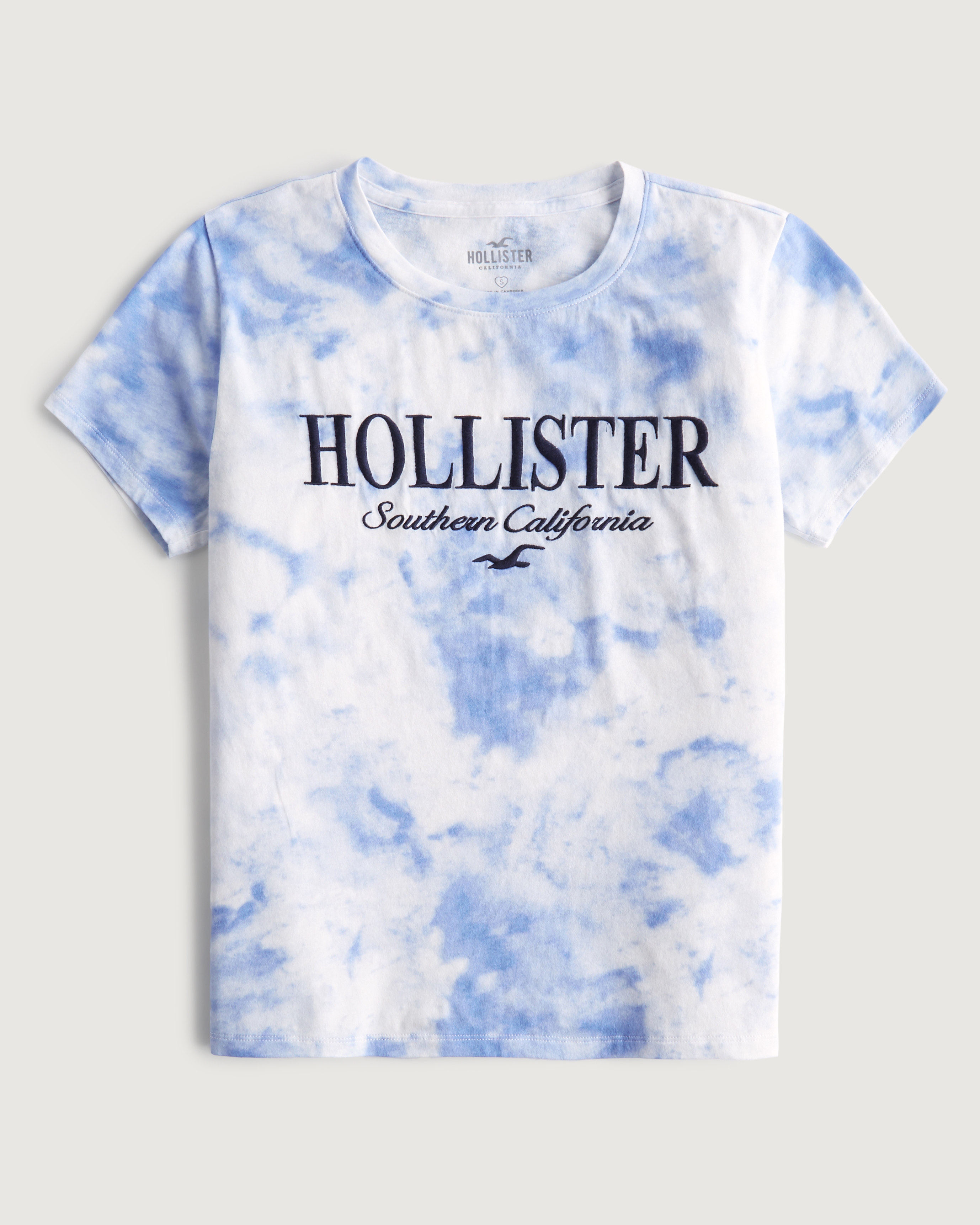 Hollister With Embroidered Logo T-shirt Crew Neck Short Sleeve