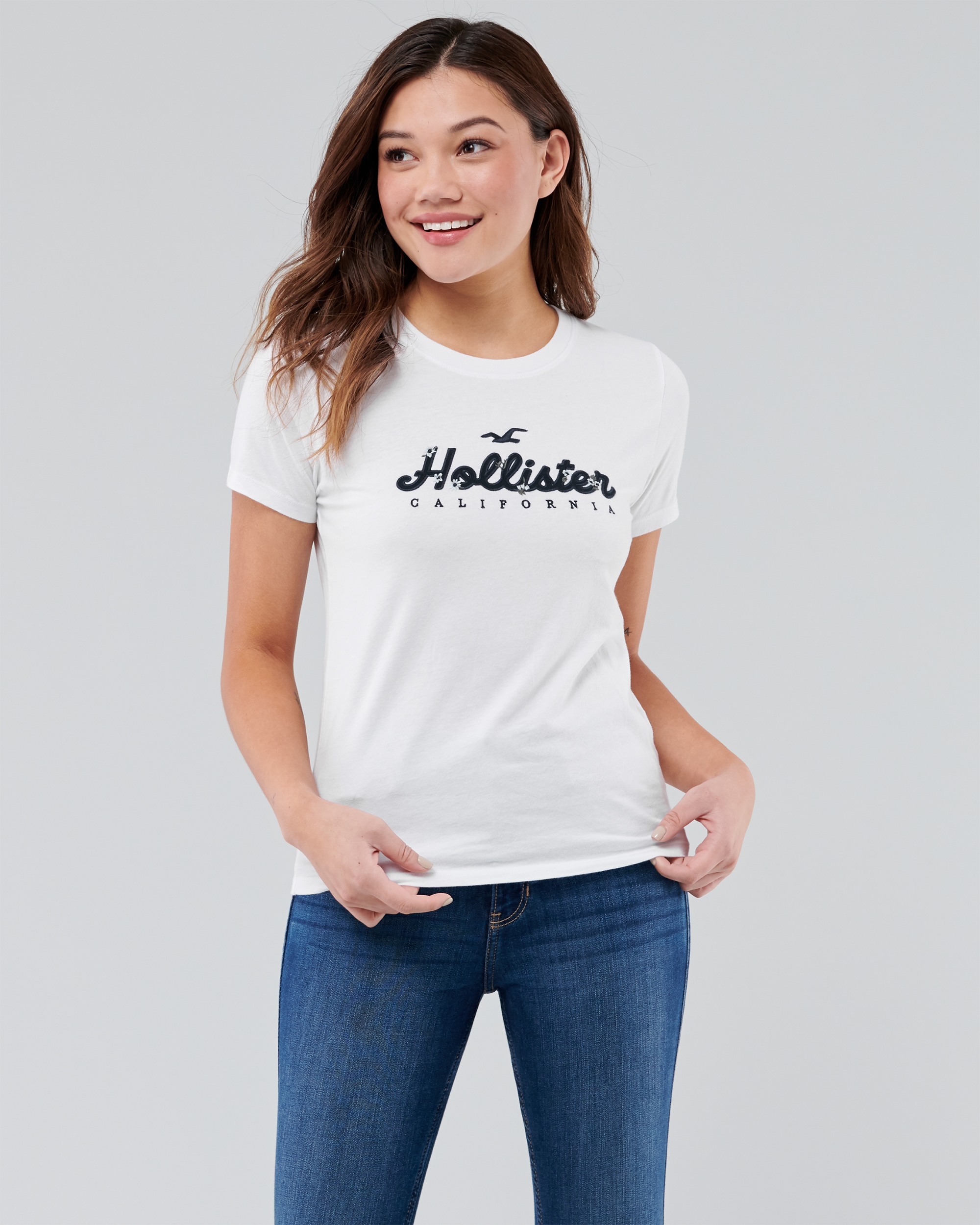 Hollister, Shirts, Hollister Co Navy Colorblock Logo Graphic Tee