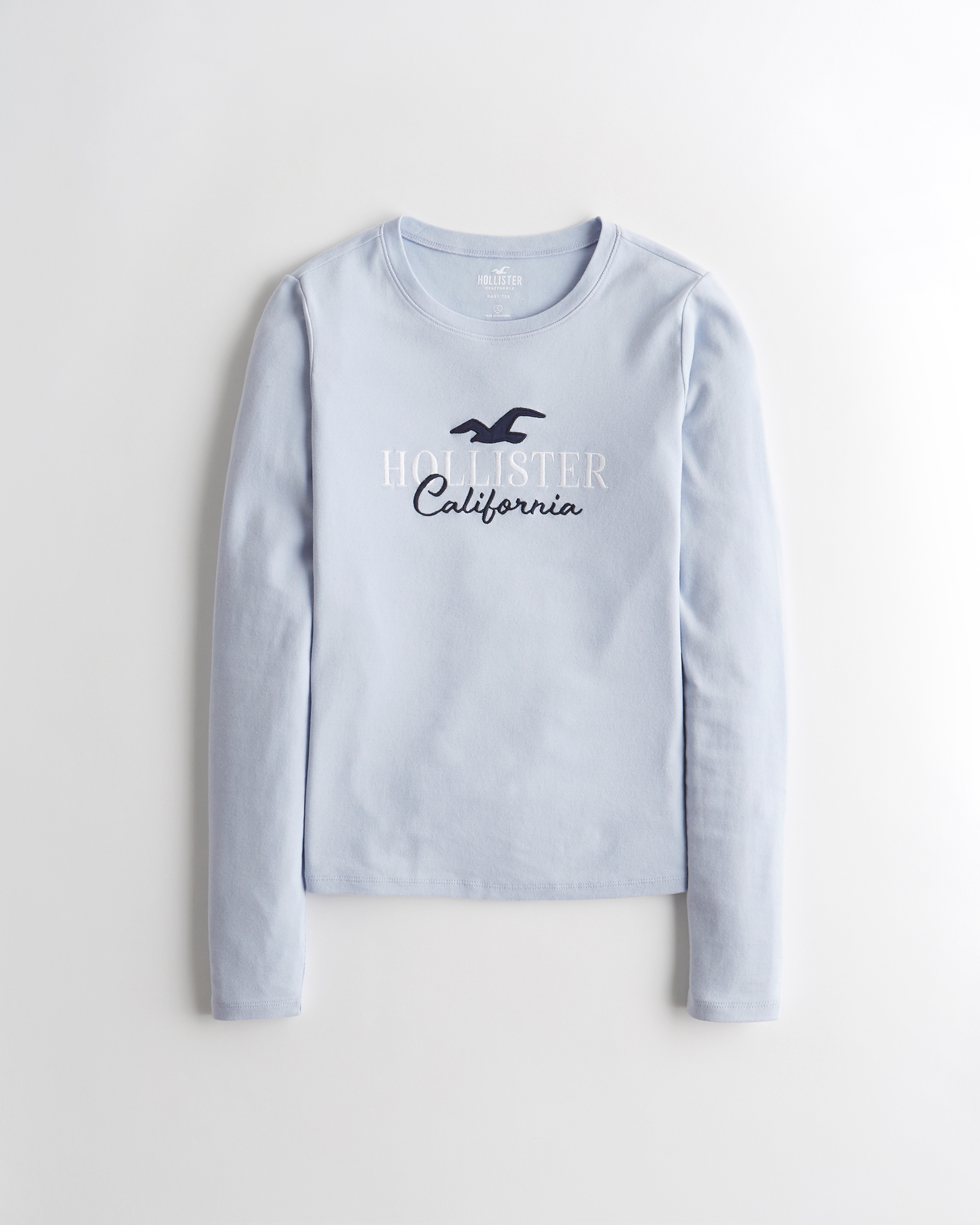 Girls Long Sleeve T Shirts Hollister Co - navy blue shirt w grey crop top roblox