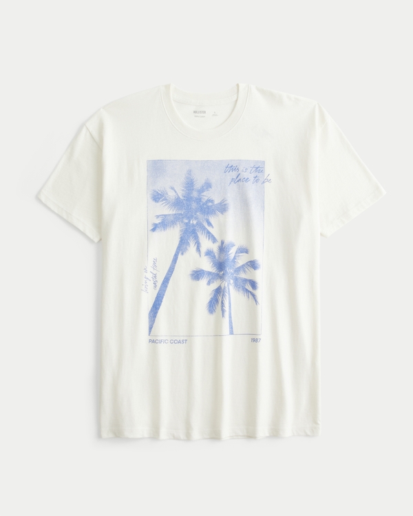Oversized Palm Tree Graphic Tee, Cream view 1