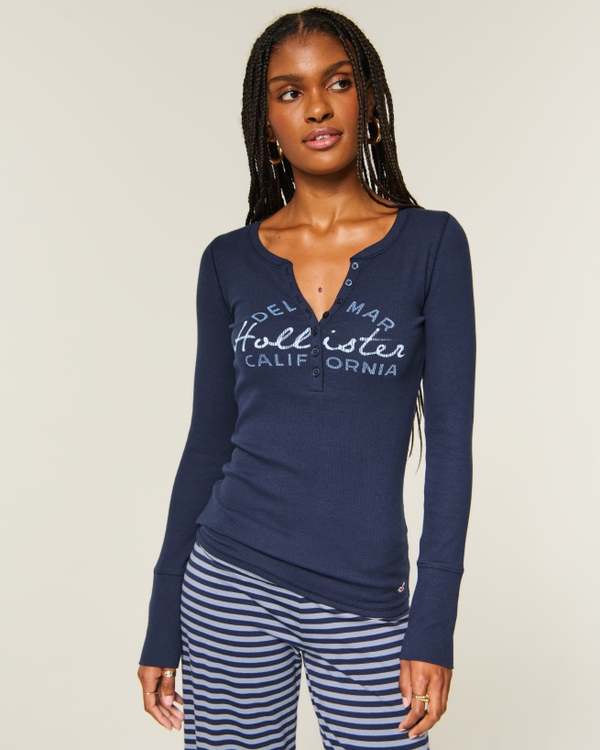Logo Graphic Henley, Navy view 1