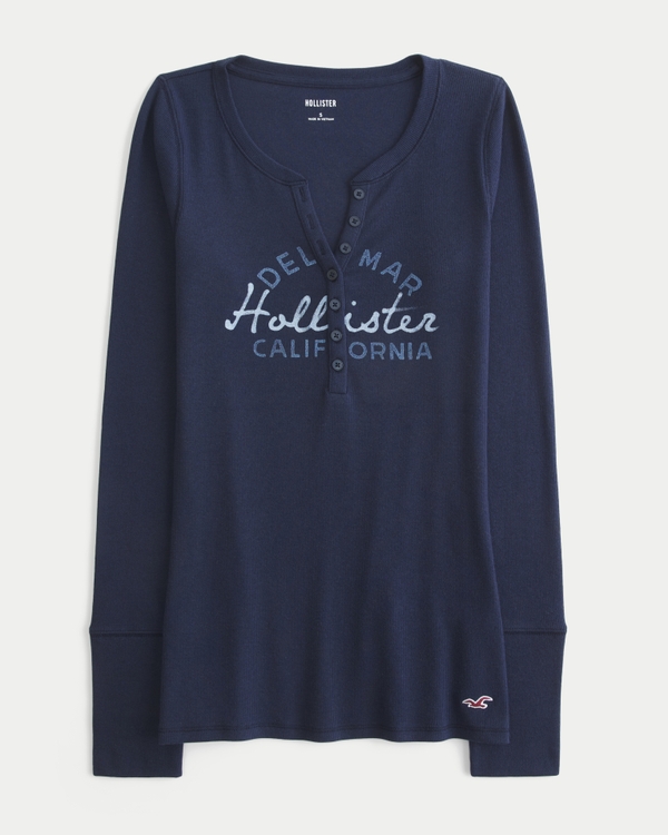 ヴィンテージ新品Hollister 長袖 カットソー XSサイズ ウィメンズ Logo Graphic Henley | ウィメンズ トップス | HollisterCo.com