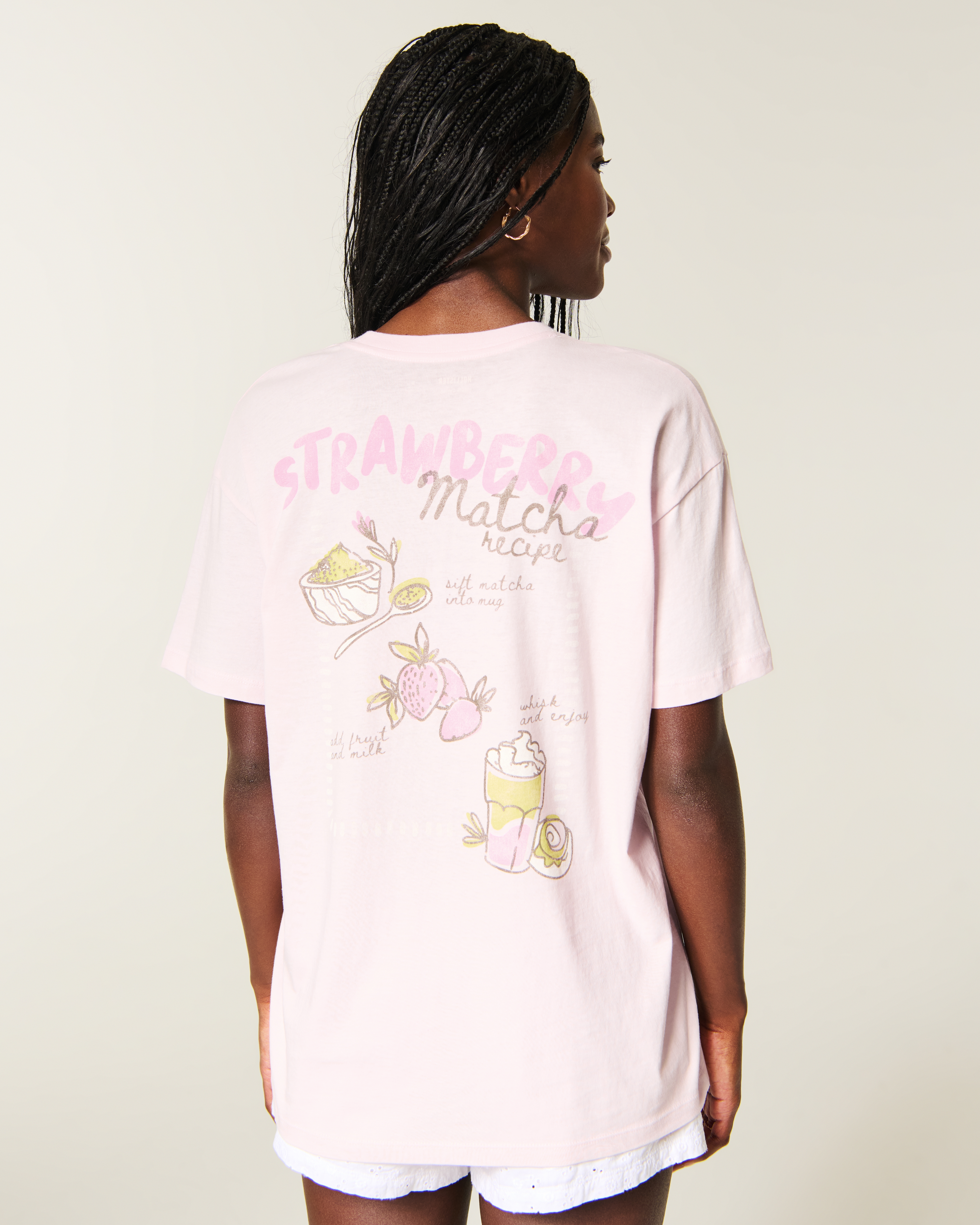 Oversized Strawberry Matcha Graphic Tee
