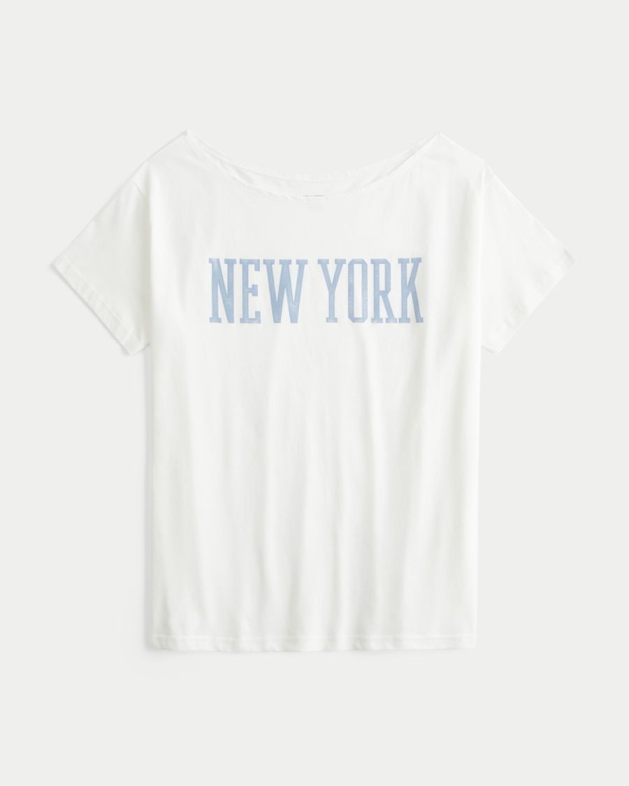 Easy Off The Shoulder New York Graphic Tee