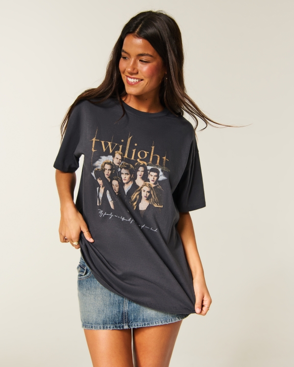 Oversized Twilight Graphic Tee, Black view 1