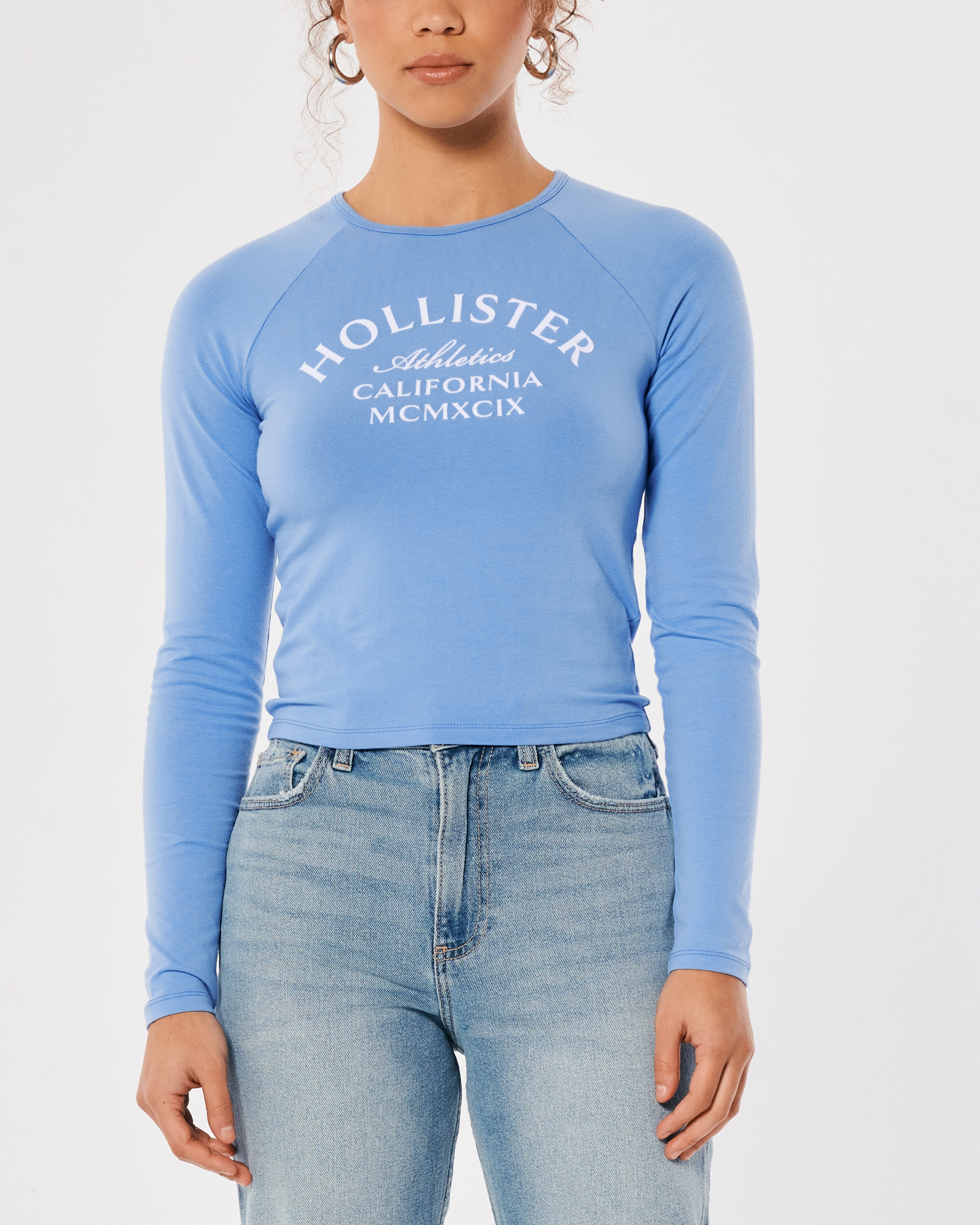 Hollister Long-Sleeve Logo Graphic Flocking Baby Tee