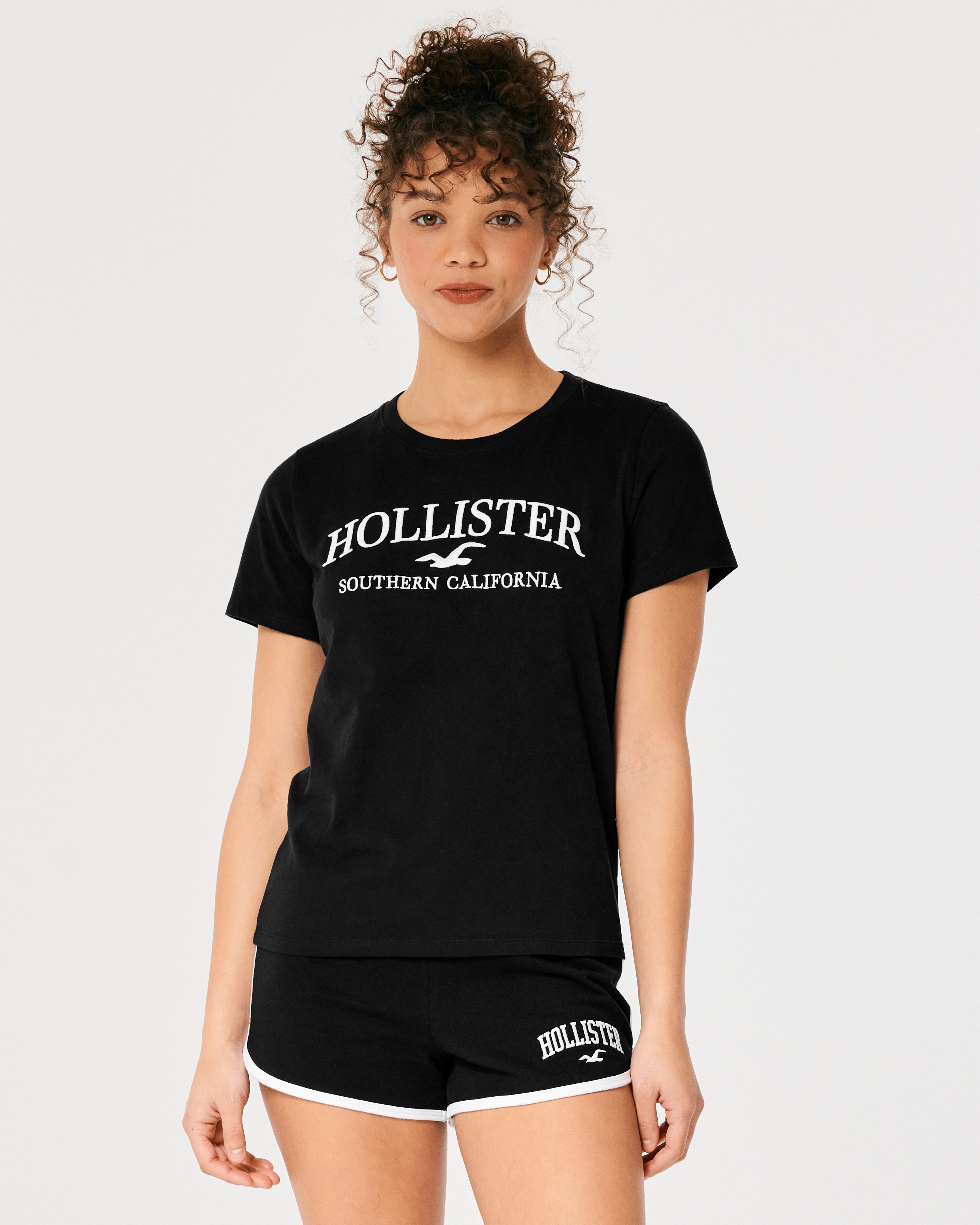 Hollister embroidered logo store graphic tee