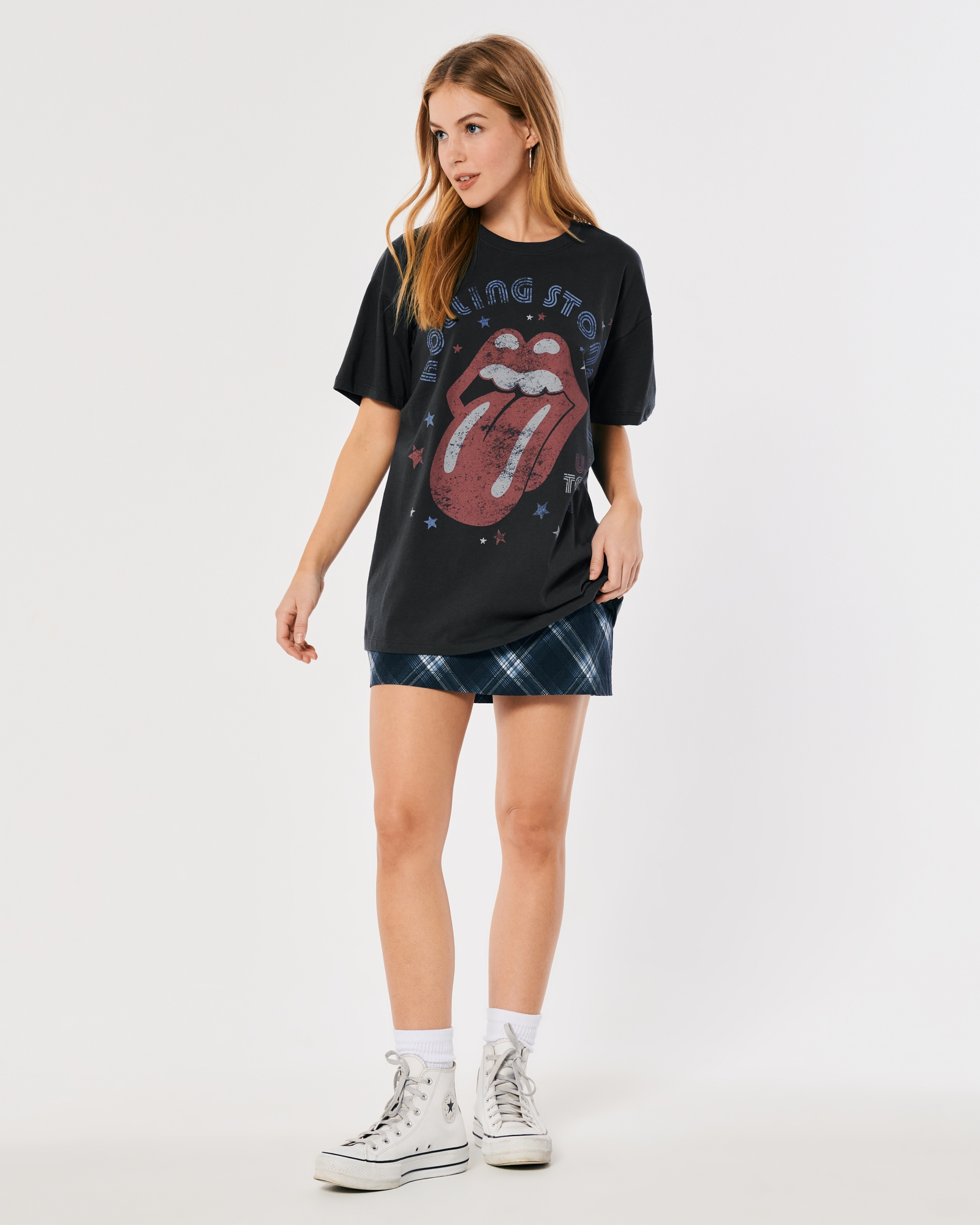 Women's Oversized Boyfriend Bronco Graphic Tee in Dark Grey | Size L | Abercrombie & Fitch