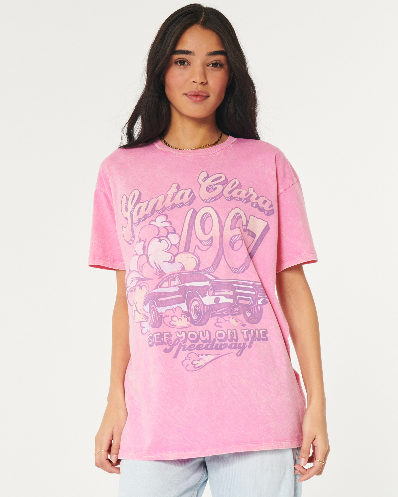 Hollister Women's Graphic T-Shirt Crew Neck Rose Logo Tee Size XS