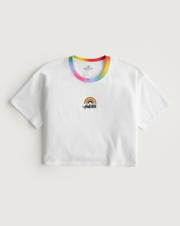 Gender Inclusive Pride Oversized Crop T Shirt Hollister Co