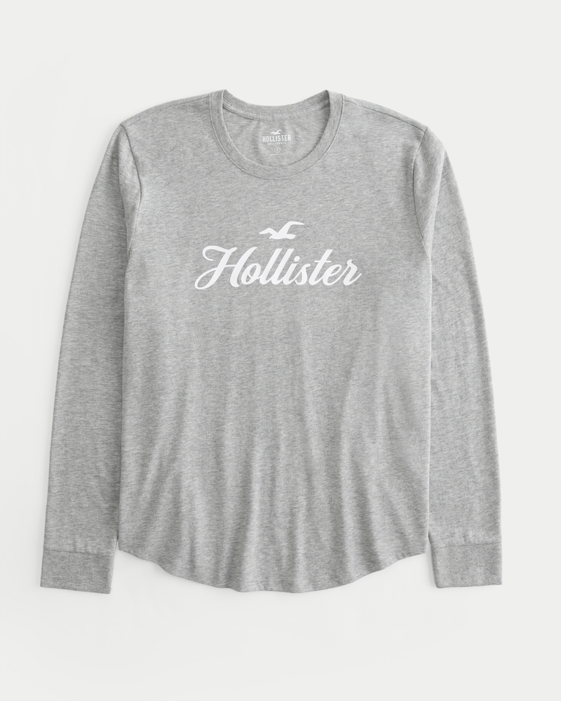 Hollister Name Hollister Family Name Crest Women Graphic Long Sleeve  T-shirt