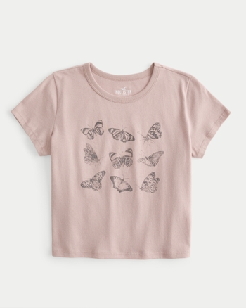 Women s Easy Butterfly Crop Graphic Tee Women s New Arrivals