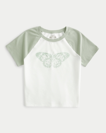 Printed Crop Baby Tee - Ocean Honey