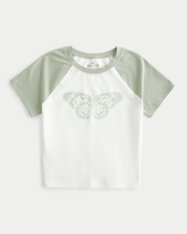 Butterfly Graphic Crop Baby Tee