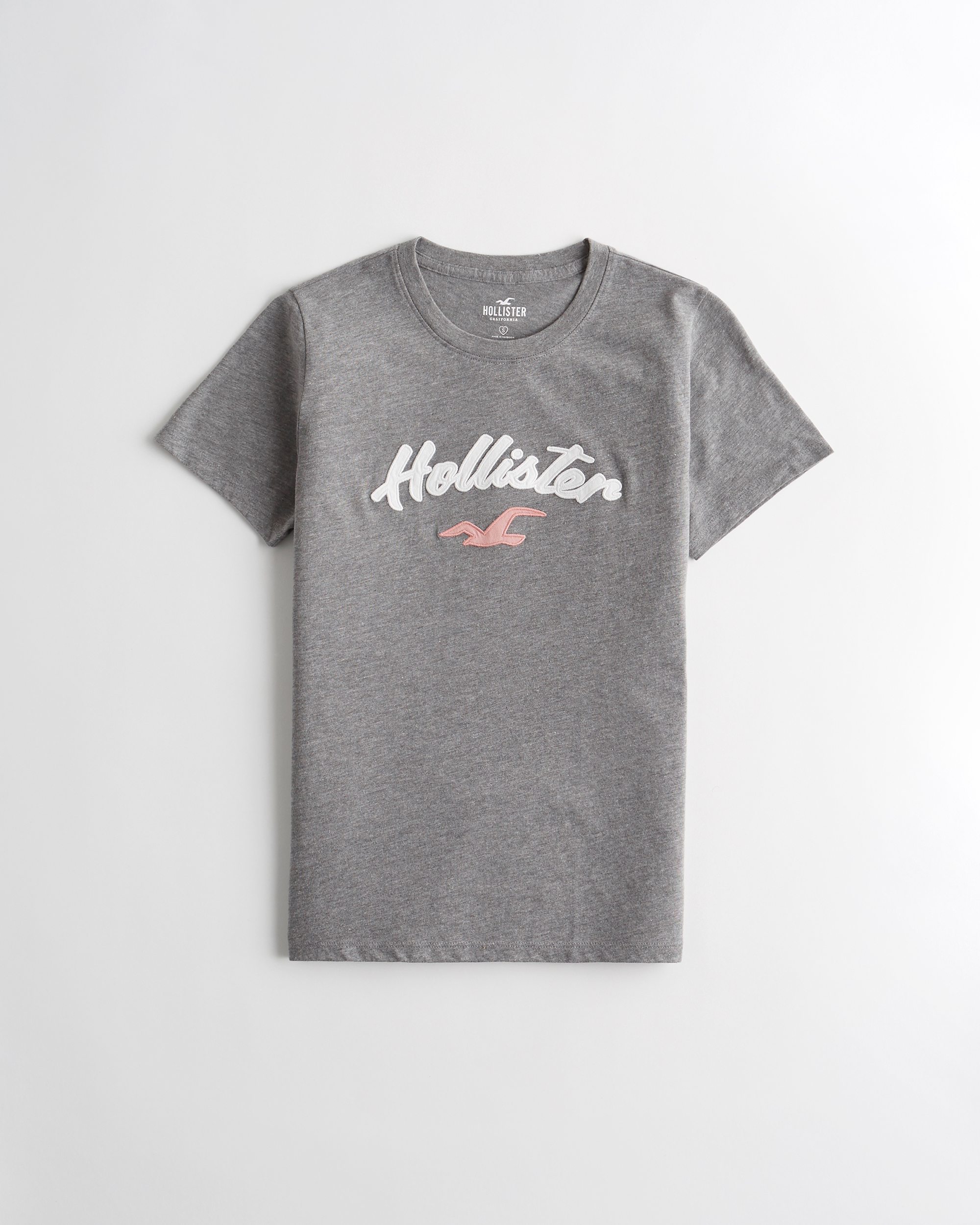 hollister embroidered logo graphic tee
