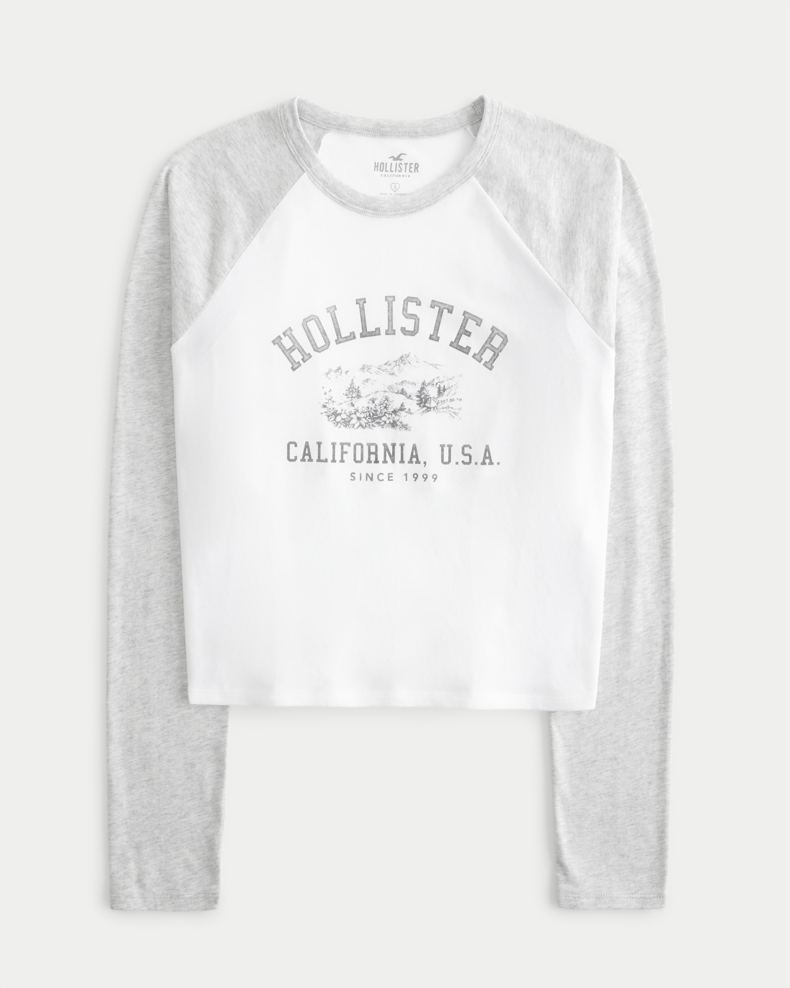 Hollister Women's Medium Black Long Sleeve T-Shirt with Flower Logo Graphic