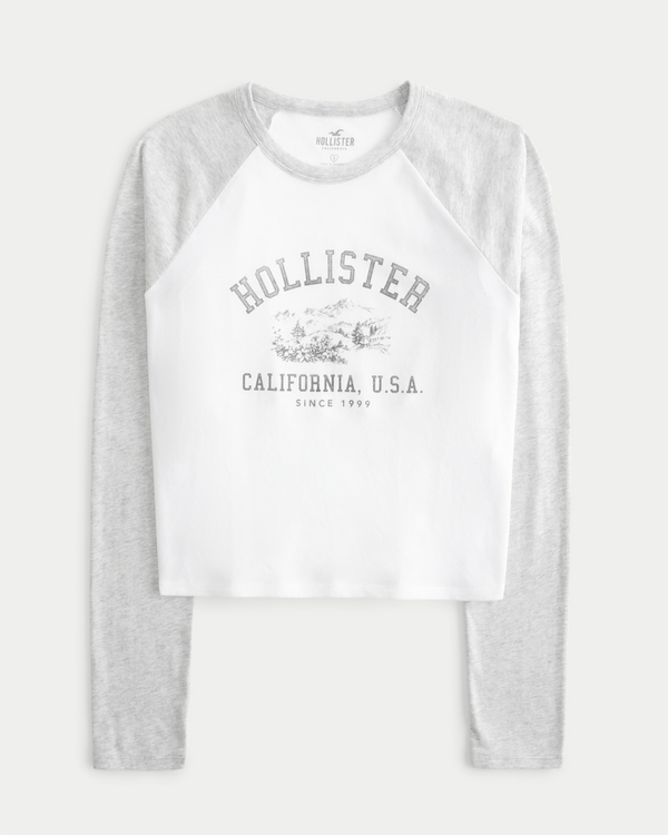 HOLLISTER Womens Graphic Top Long Sleeve UK 10 Small Black Cotton, Vintage  & Second-Hand Clothing Online