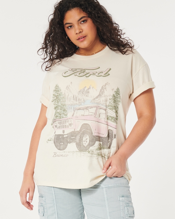 Oversized Ford Bronco Graphic Tee, Cream