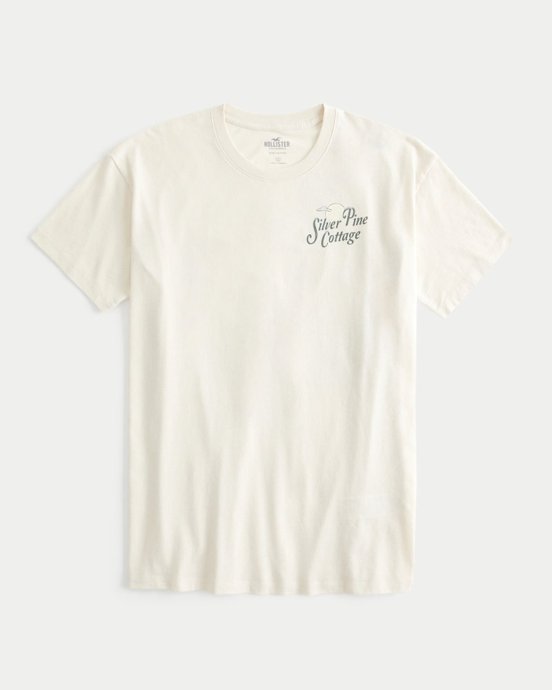 Women's Oversized Silver Pine Cottage Graphic Tee, Women's Clearance