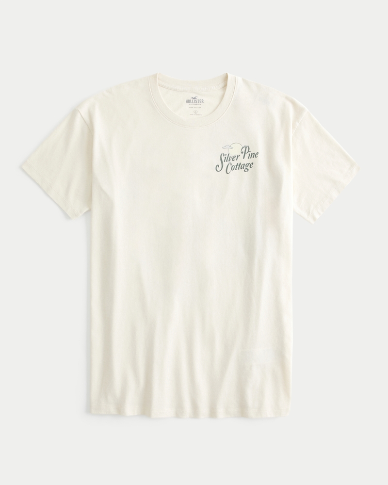 Women's Oversized Silver Pine Cottage Graphic Tee | Women's Clearance ...