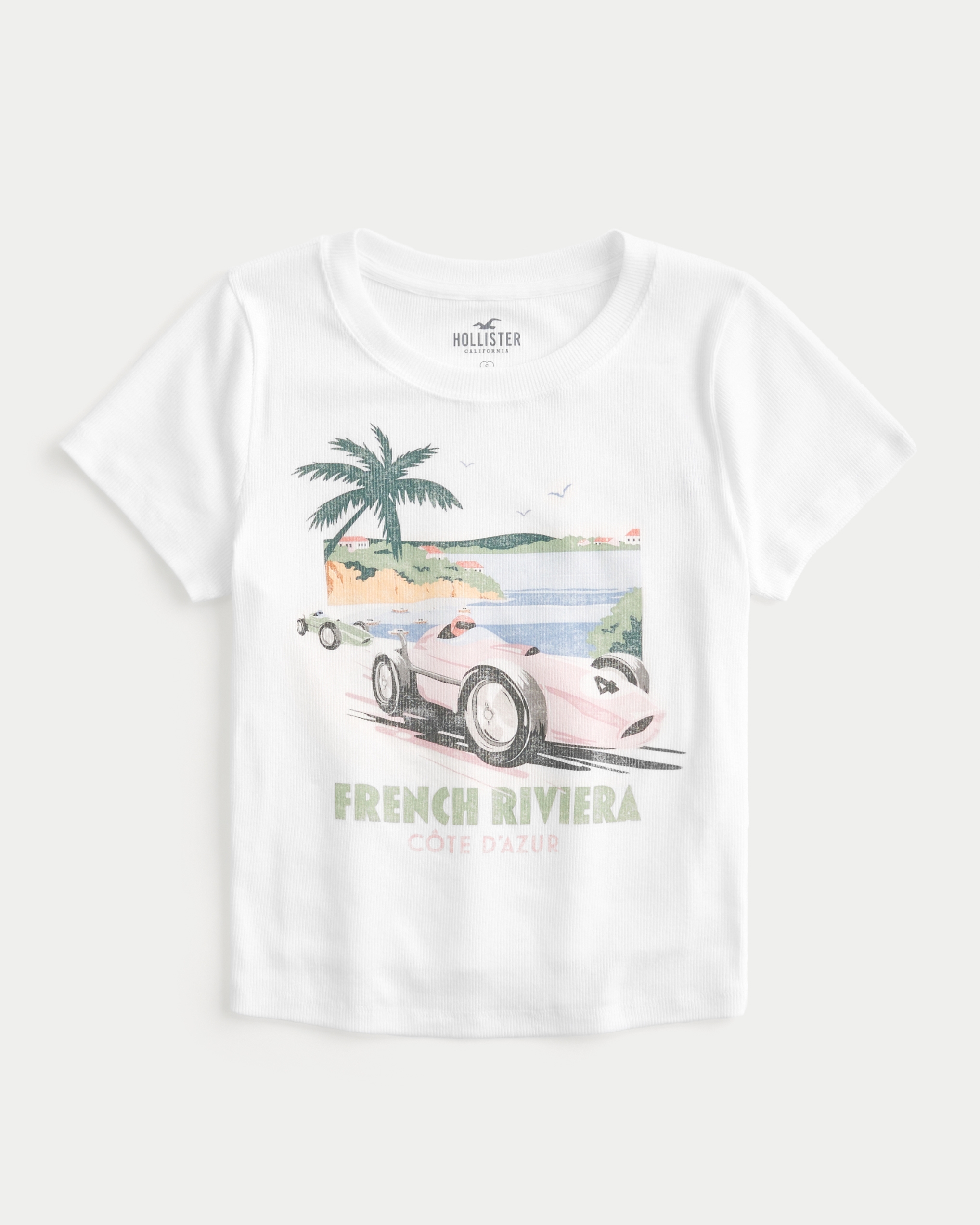 French Riviera Racing Graphic Crop Baby Tee