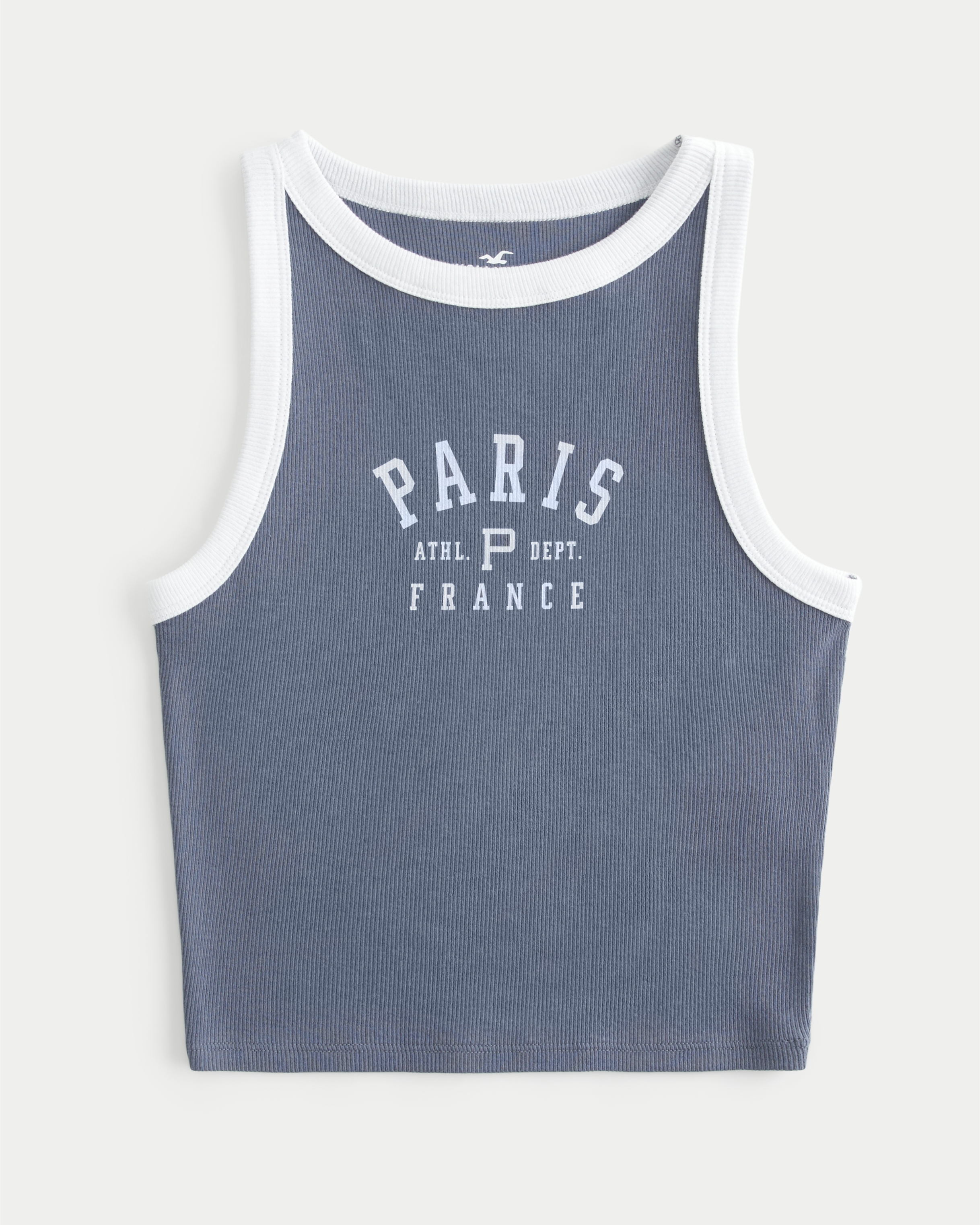 Ribbed Paris Graphic High-Neck Tank