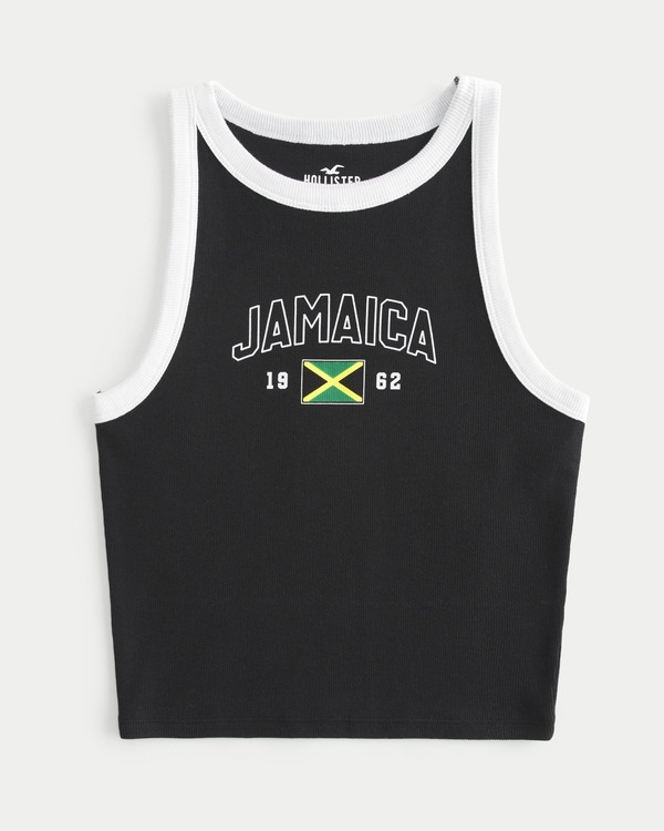 Ribbed Jamaica Graphic High-Neck Tank