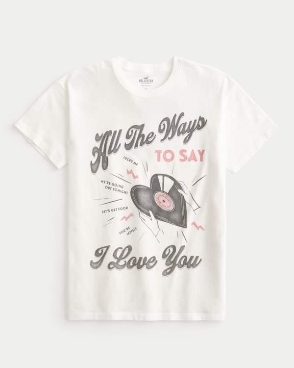 Oversized I Love You Graphic Tee, Off White