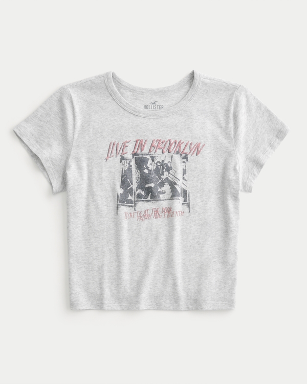 Live in Brooklyn Graphic Baby Tee, Heather Grey