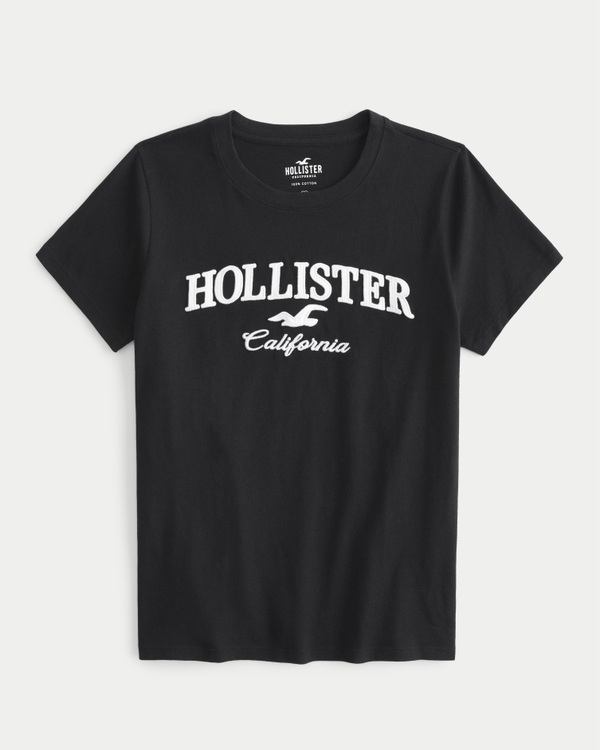 HOLLISTER Womens Graphic T-Shirt Top UK 14 Large White Cotton, Vintage &  Second-Hand Clothing Online