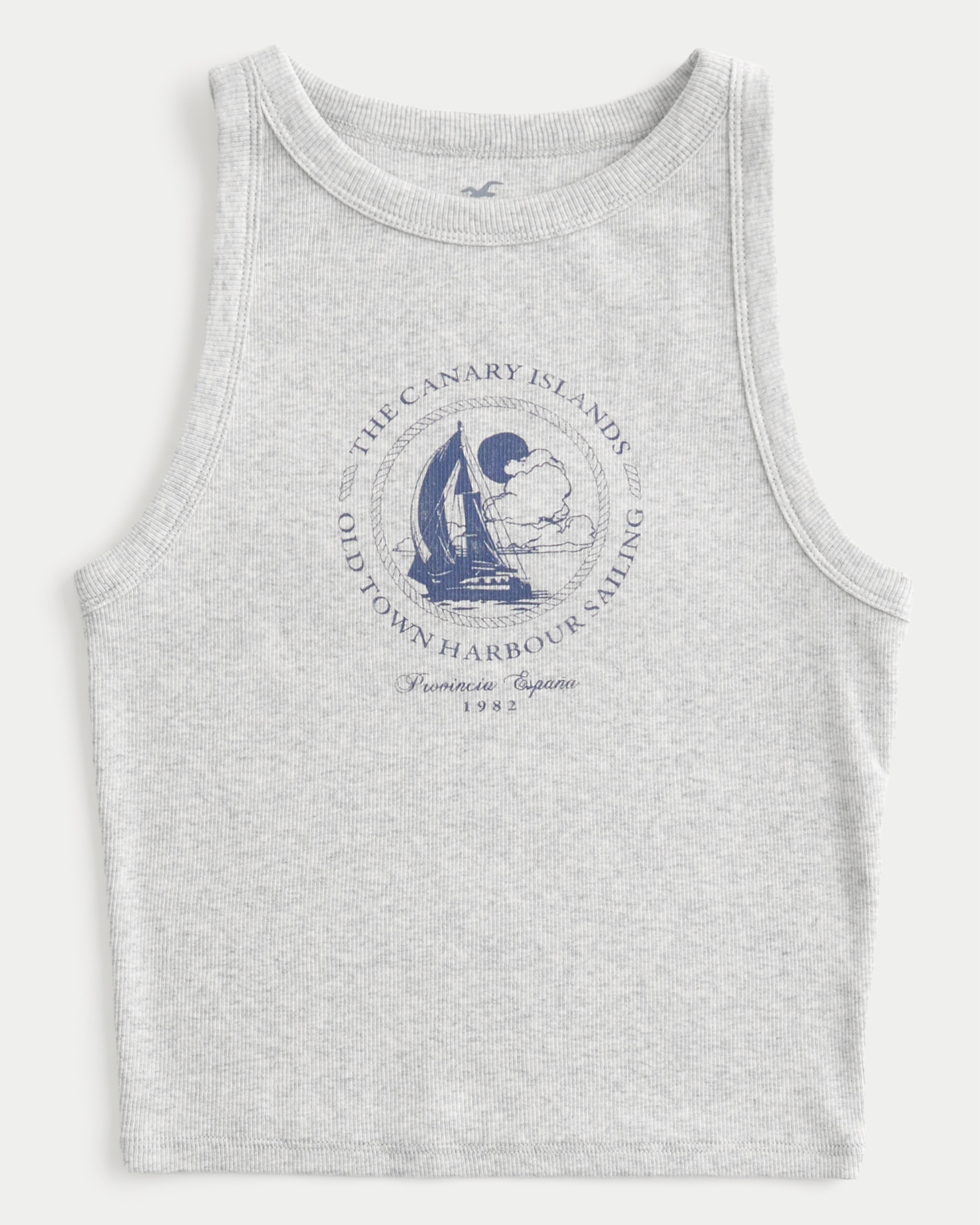 Women's Ribbed Canary Islands Sailing Graphic High-Neck Tank