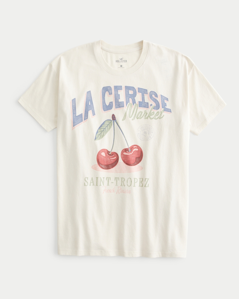 Women s Oversized La Cerise Market Graphic Tee Women s Sale HollisterCo