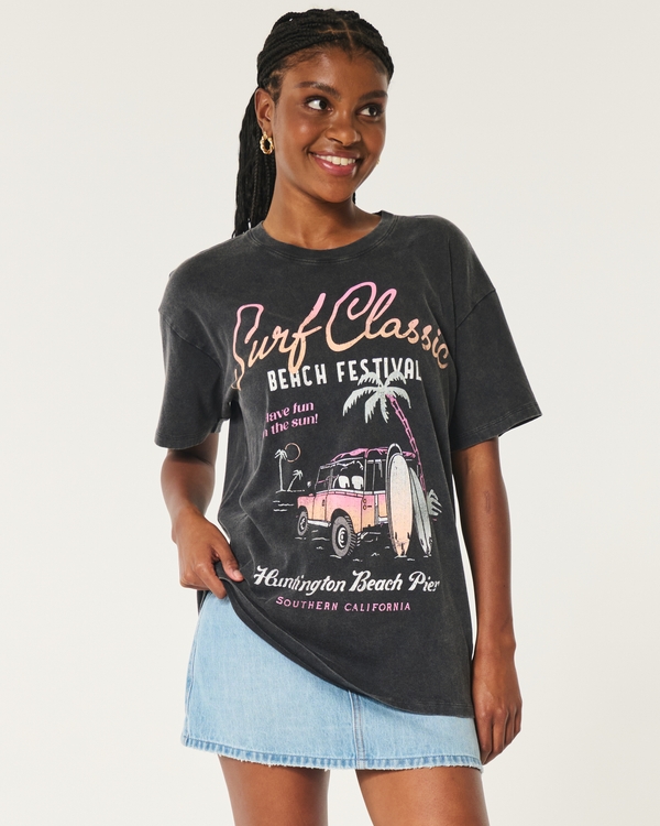 NWT Hollister Women T-Shirt Graphic Tee Top S L AUTHENTIC ALOHA PEACE LOVE  LA 