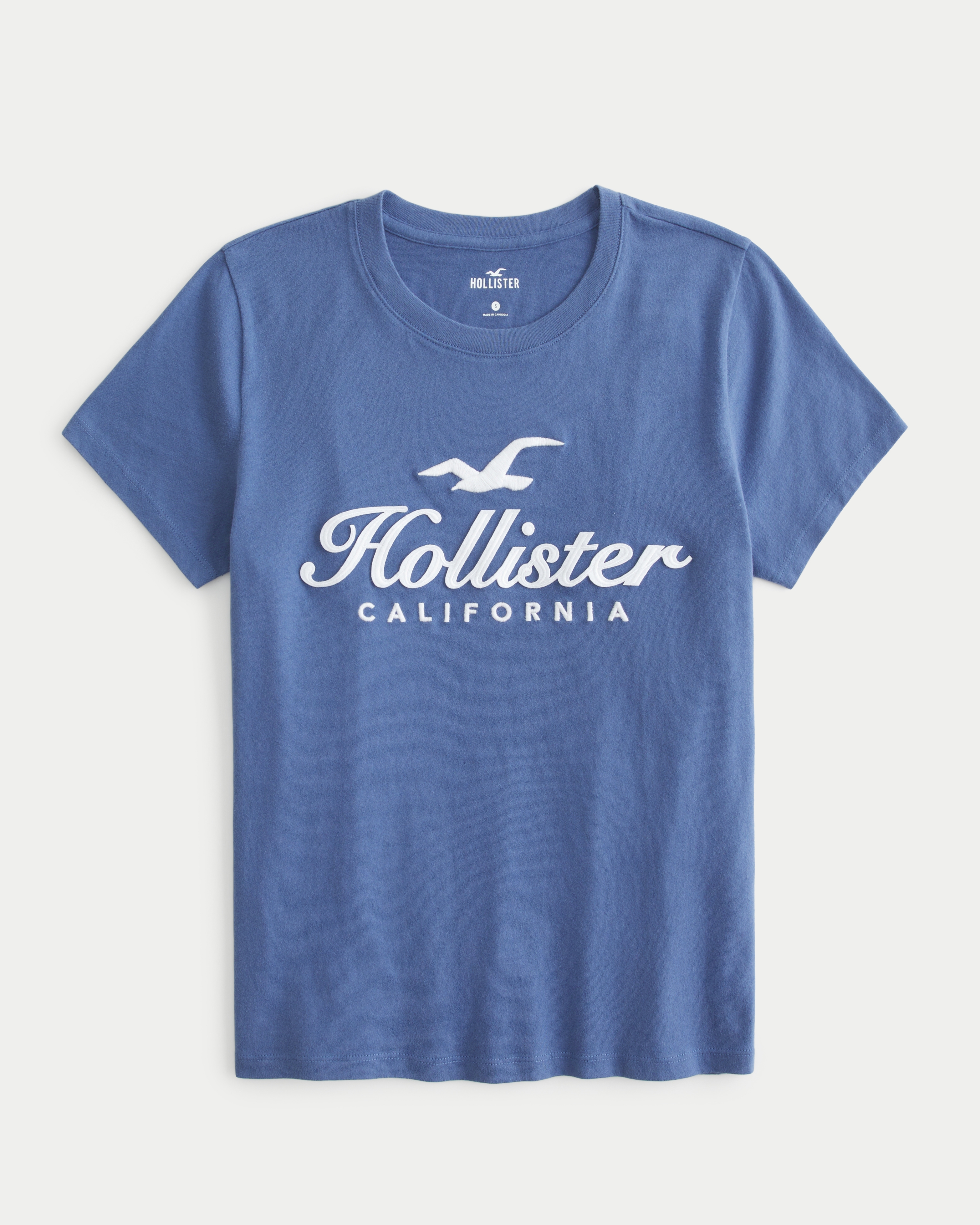 Hollister embroidered logo graphic tee hotsell