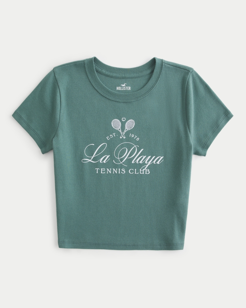 Women s La Playa Tennis Club Graphic Baby Tee Women s Clearance HollisterCo