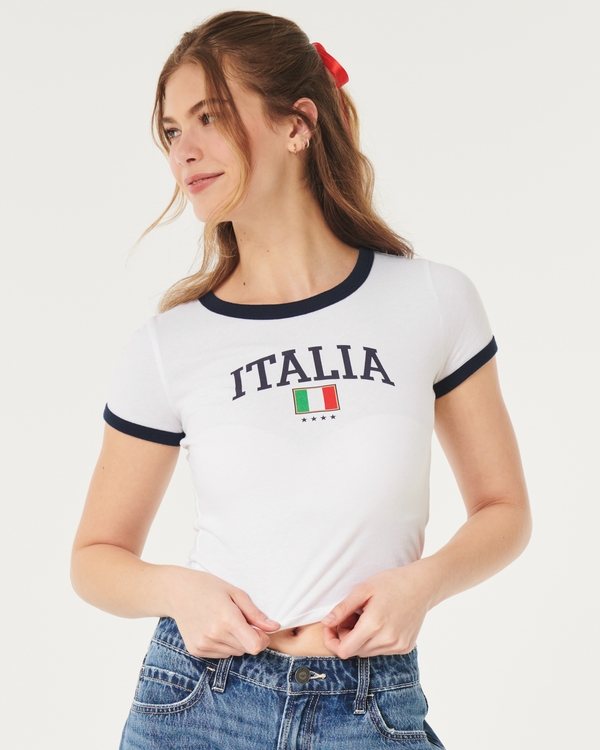 Italia Graphic Baby Tee, White