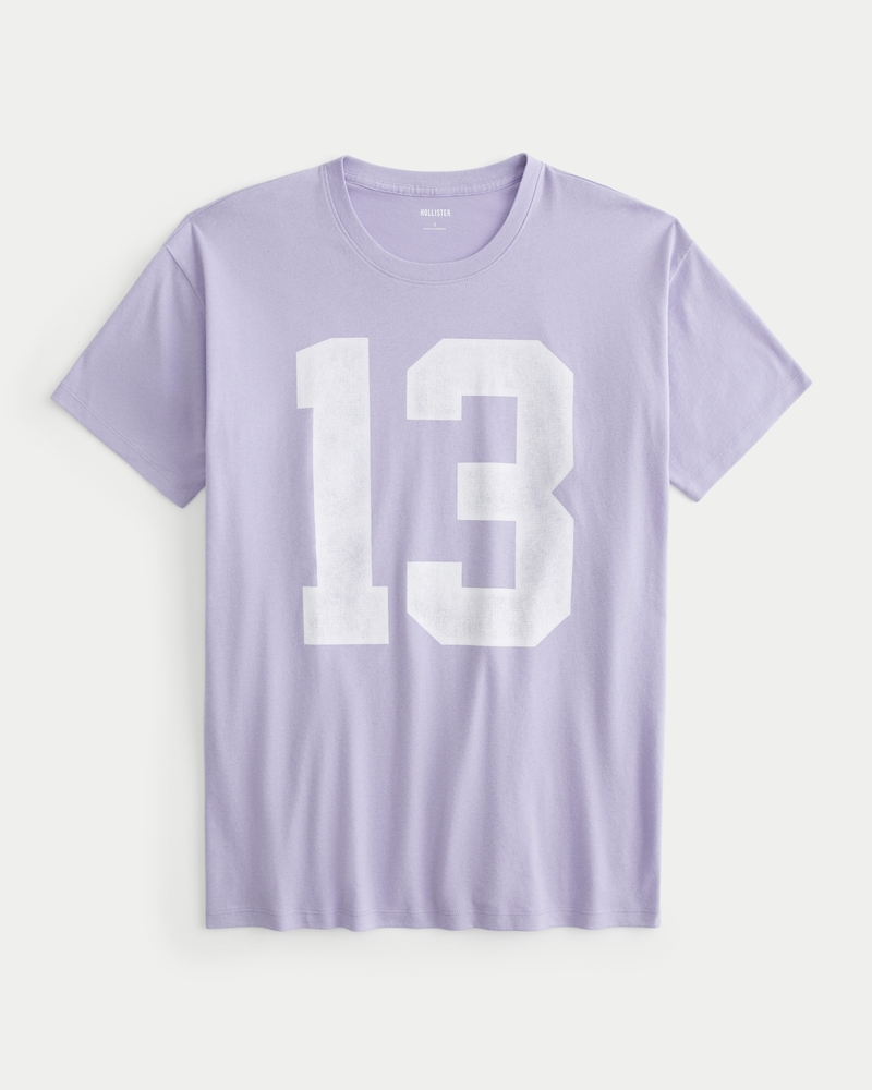 Women s Oversized Athletic Graphic Tee in Light Purple Size L from Hollister