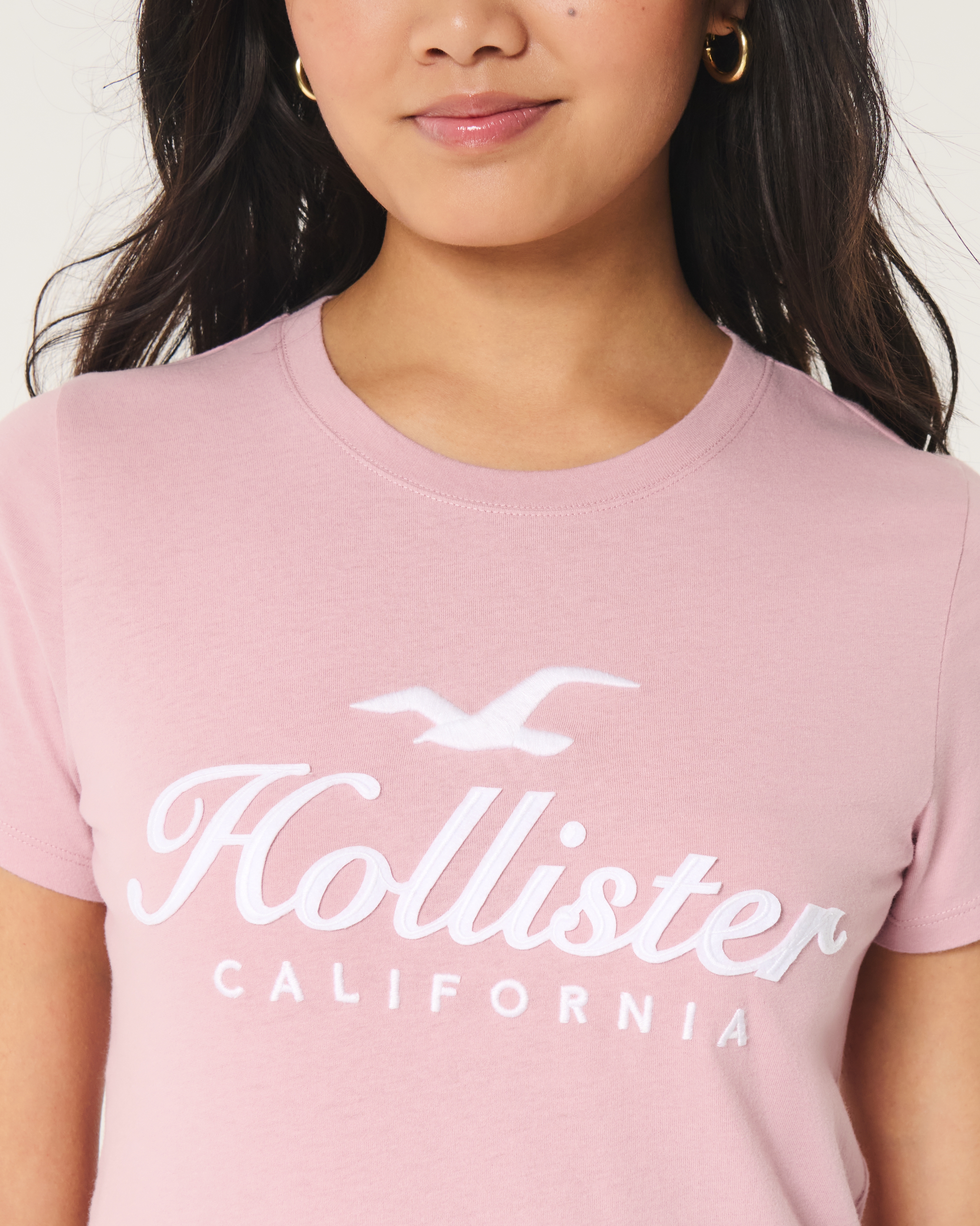 Women s Easy Cotton Logo Graphic Tee in Light Pink Size XL from Hollister