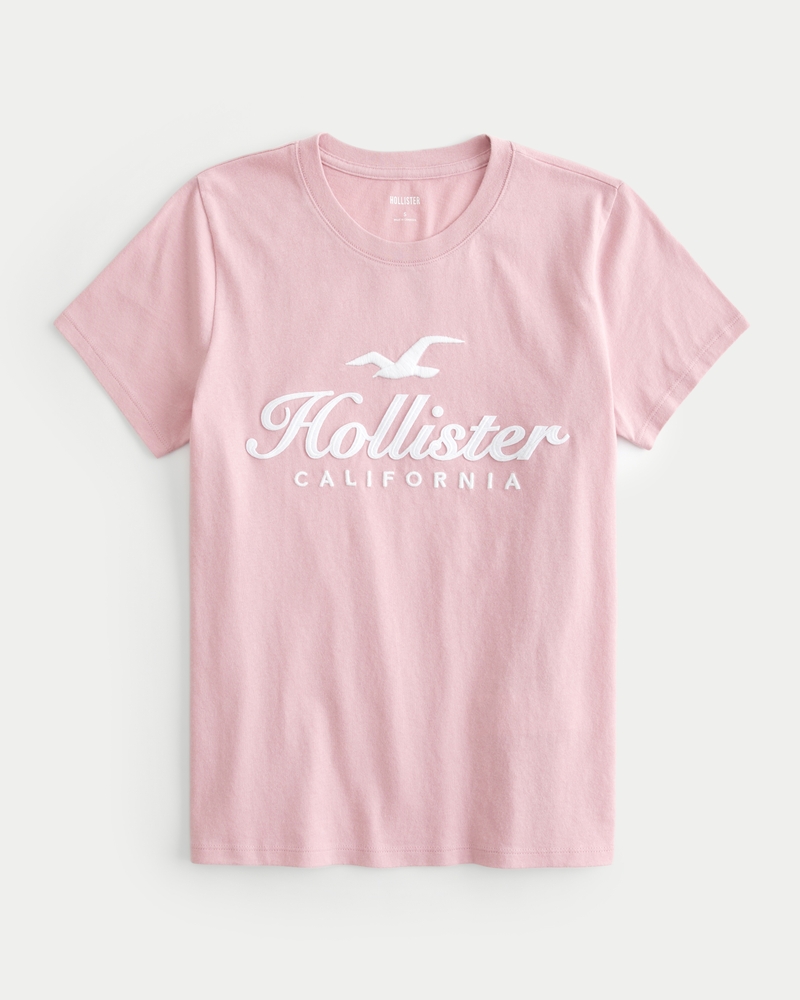 Women s Easy Cotton Logo Graphic Tee in Light Pink Size XL from Hollister