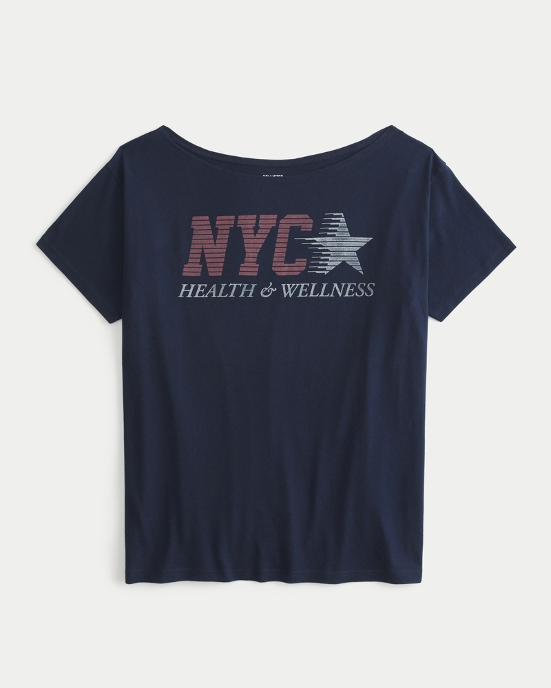 Women s Oversized Off the Shoulder NYC Graphic Tee Women s Sale HollisterCo