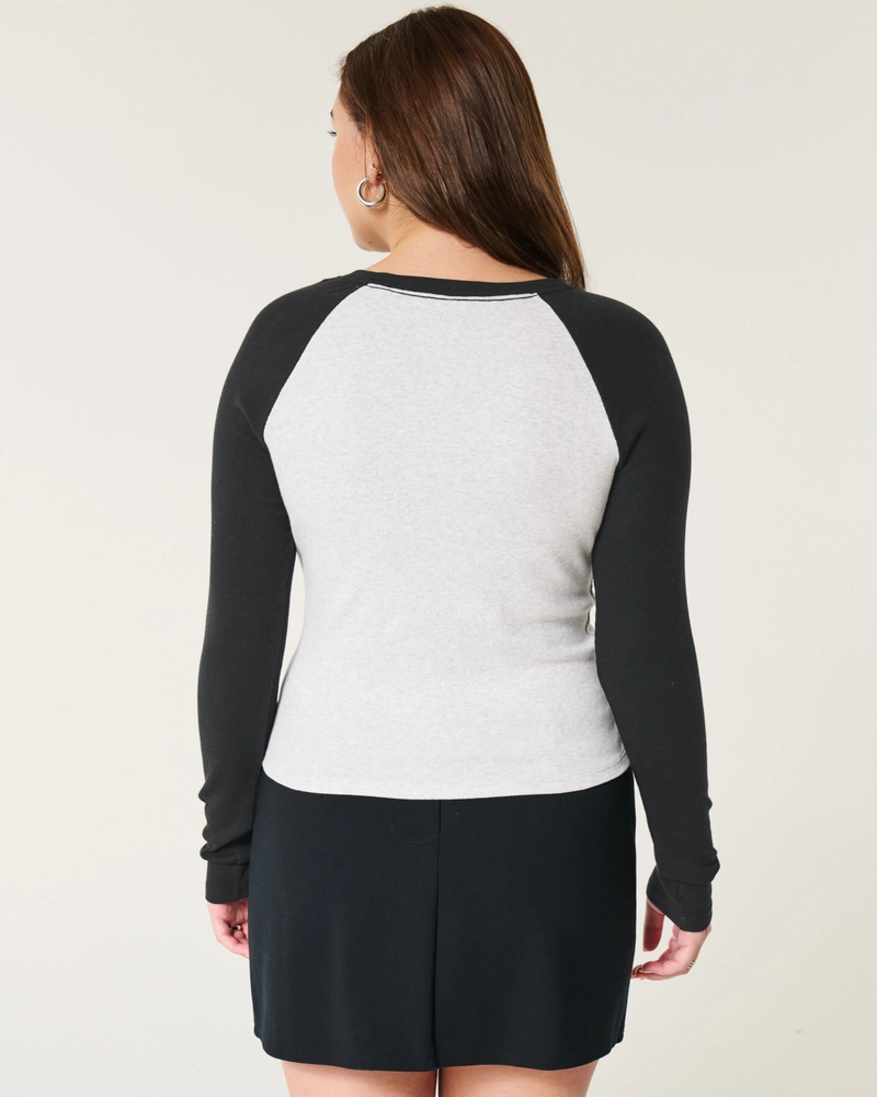 Long-Sleeve Chicago Graphic Notch-Neck Baby Tee